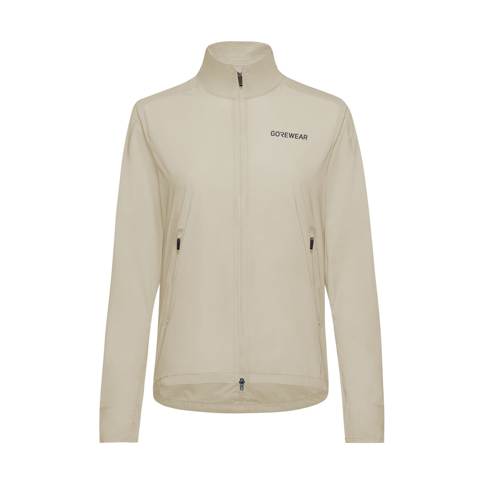 The front of the GOREWEAR Women's Concurve Windbreaker in the Tech Beige colourway. (8604909568162)