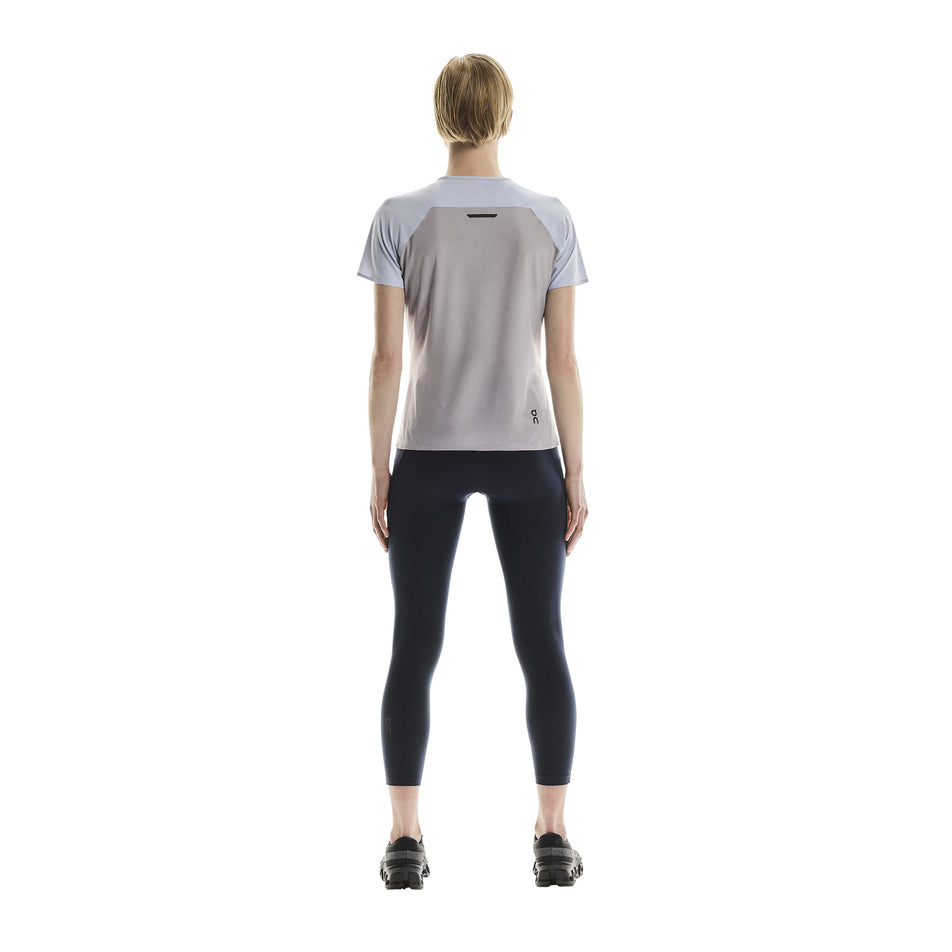 Back view of a model wearing the On Women's Performance-T in the Nimbus/Lilac colourway. (8715633262754)