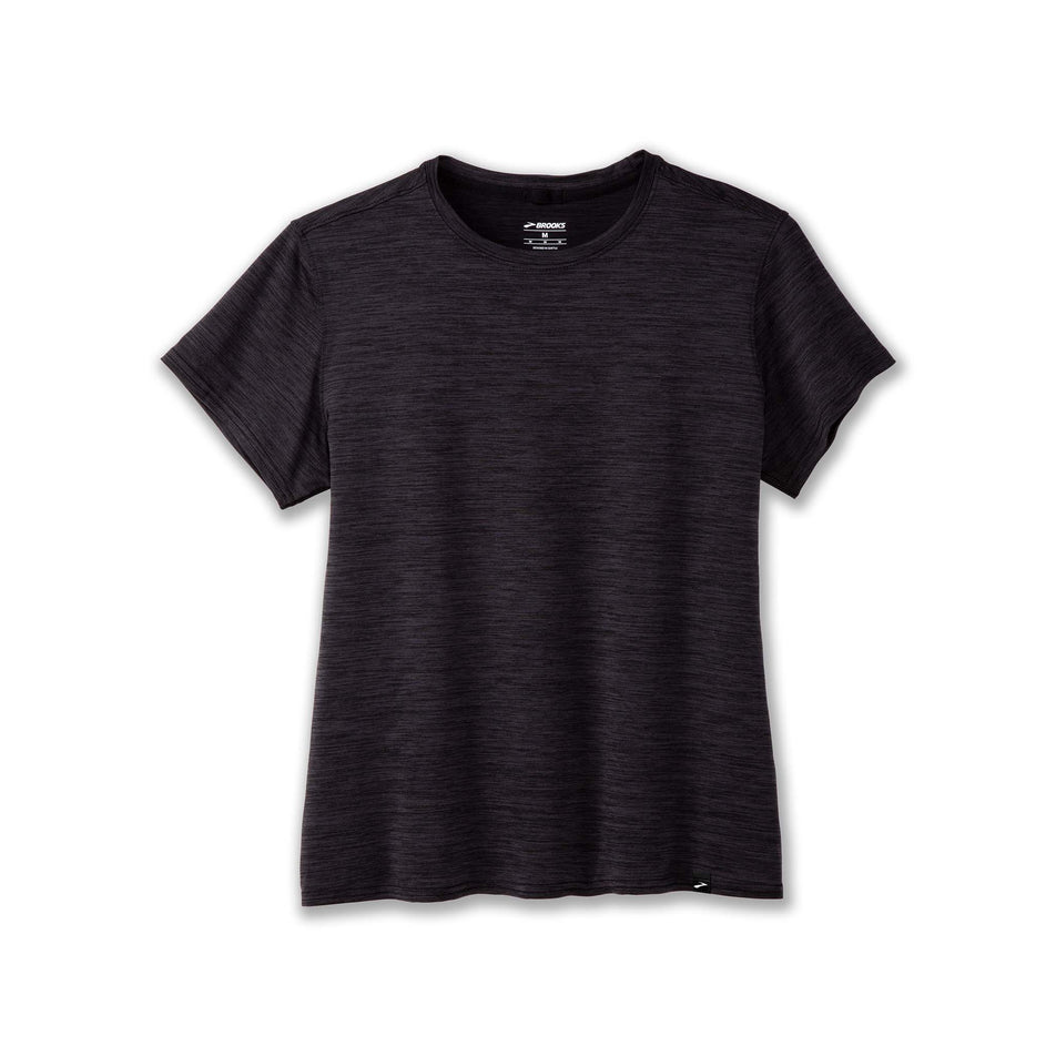 Front view of the Women's Luxe Short Sleeve in the Heather Deep Black colourway. (8177471488162)