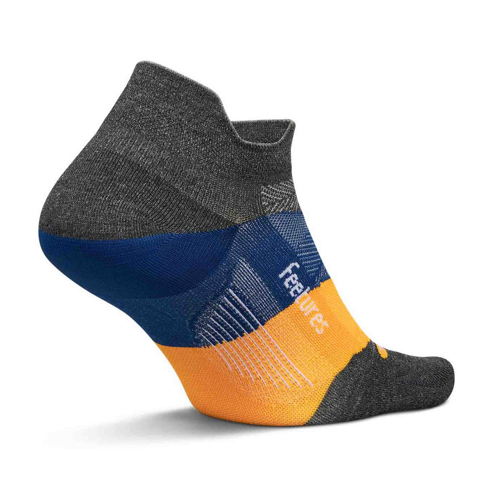 Medial side of the left sock from a pair of Feetures Unisex Elite Ultra Light No Show Tab in the Iron Seal colourway. (8583315980450)