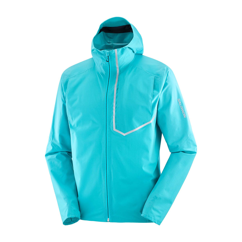 Front view of a Salomon Men's Bonatti Trail Jacket in the Peacock Blue colourway (8157810655394)