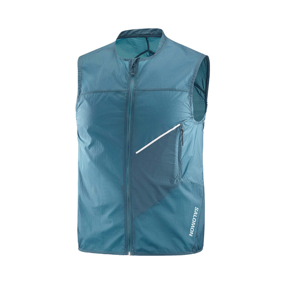 Front view of a Salomon Men's Sense Aero Wind Vest in the Deep Dive colourway (8157820977314)