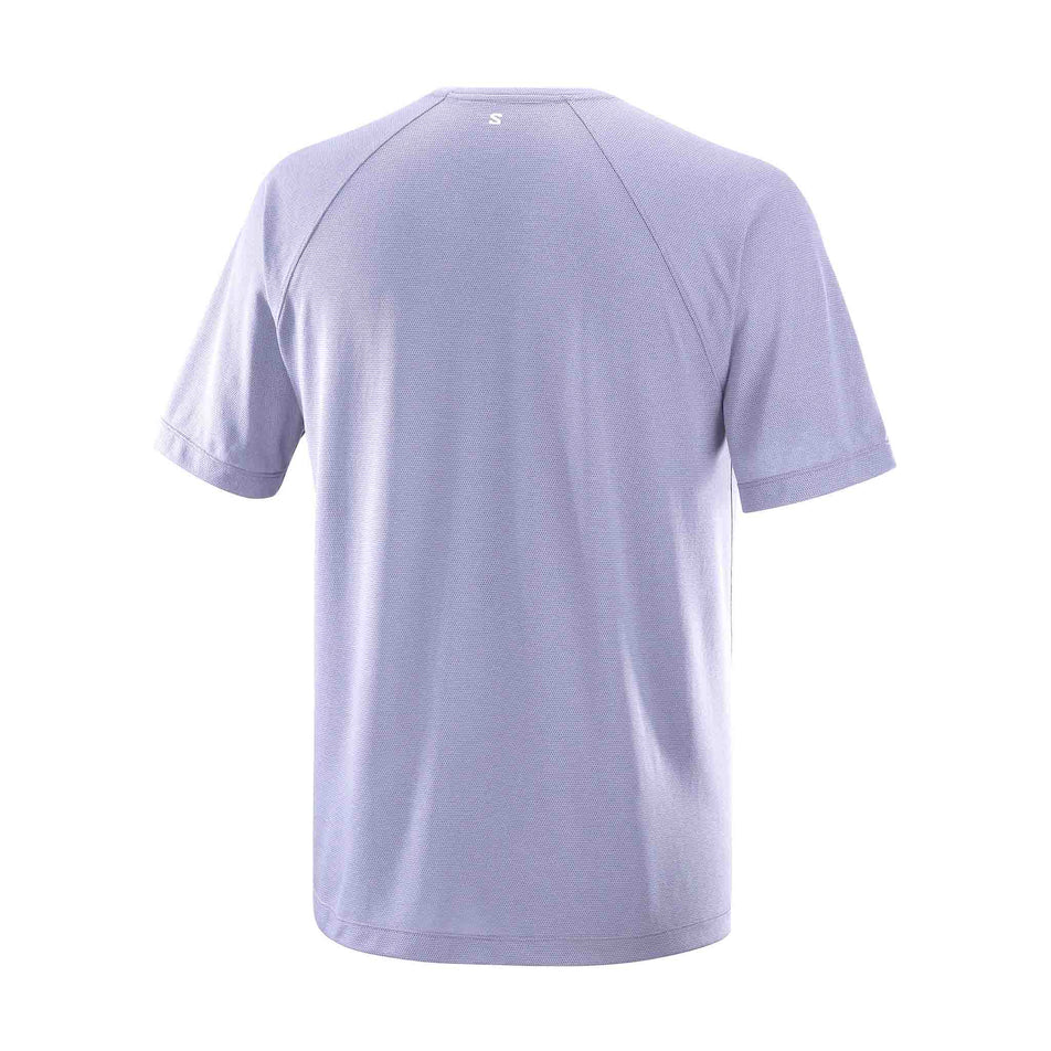 Back view of the Salomon Men's SHKout Core Short Sleeve T-Shirt in the Blue Granite colourway. (8575590105250)
