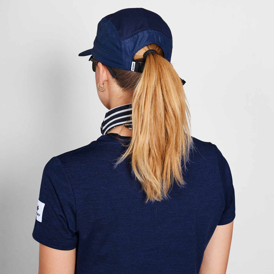 Back view of a model wearing the SAYSKY Unisex Combat Cap in the Blue colourway. (8731006337186)