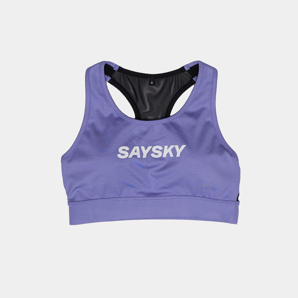 The front of the SAYSKY Women's Logo Combat Sports Bra in the Purple colourway. (8602075693218)