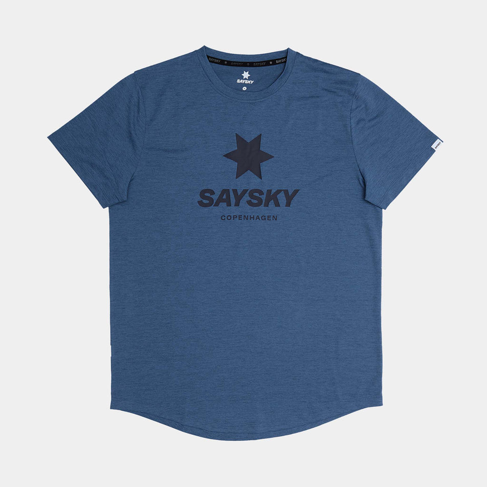Front view of the SAYSKY Logo Combat Pro T-Shirt in the Blue colourway. (8730913669282)