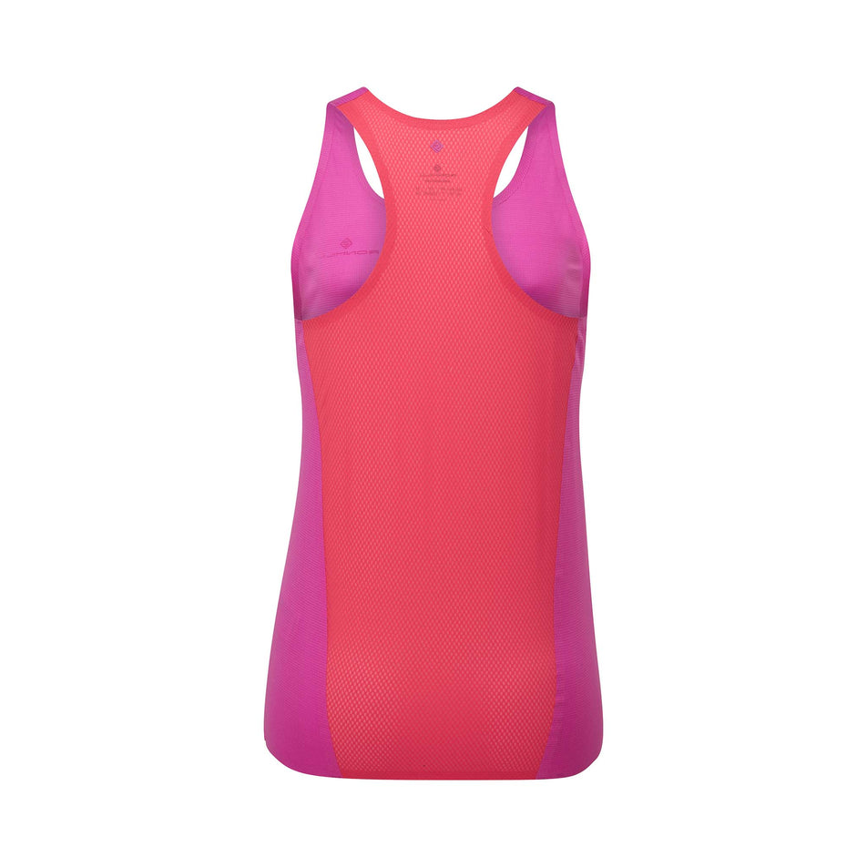 Back view of a Ronhill Women's Tech Race Vest in the Razzmatazz/Sunset colourway. (8563583910050)