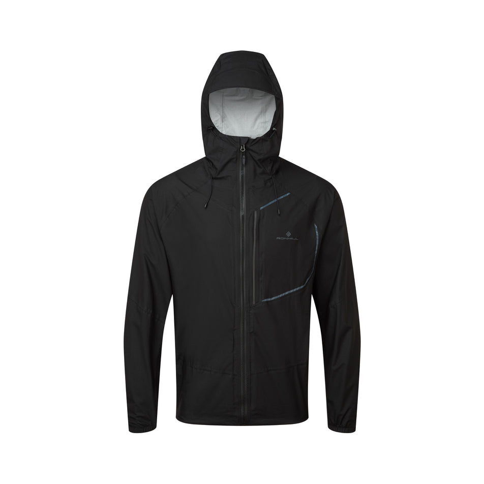 Front view of the Ronhill Men's Tech Fortify Jacket in the All Black colourway. (8490250829986)